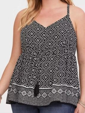 TORRID BORDER PRINT CHALLIS RUFFLE BABYDOLL Camisole